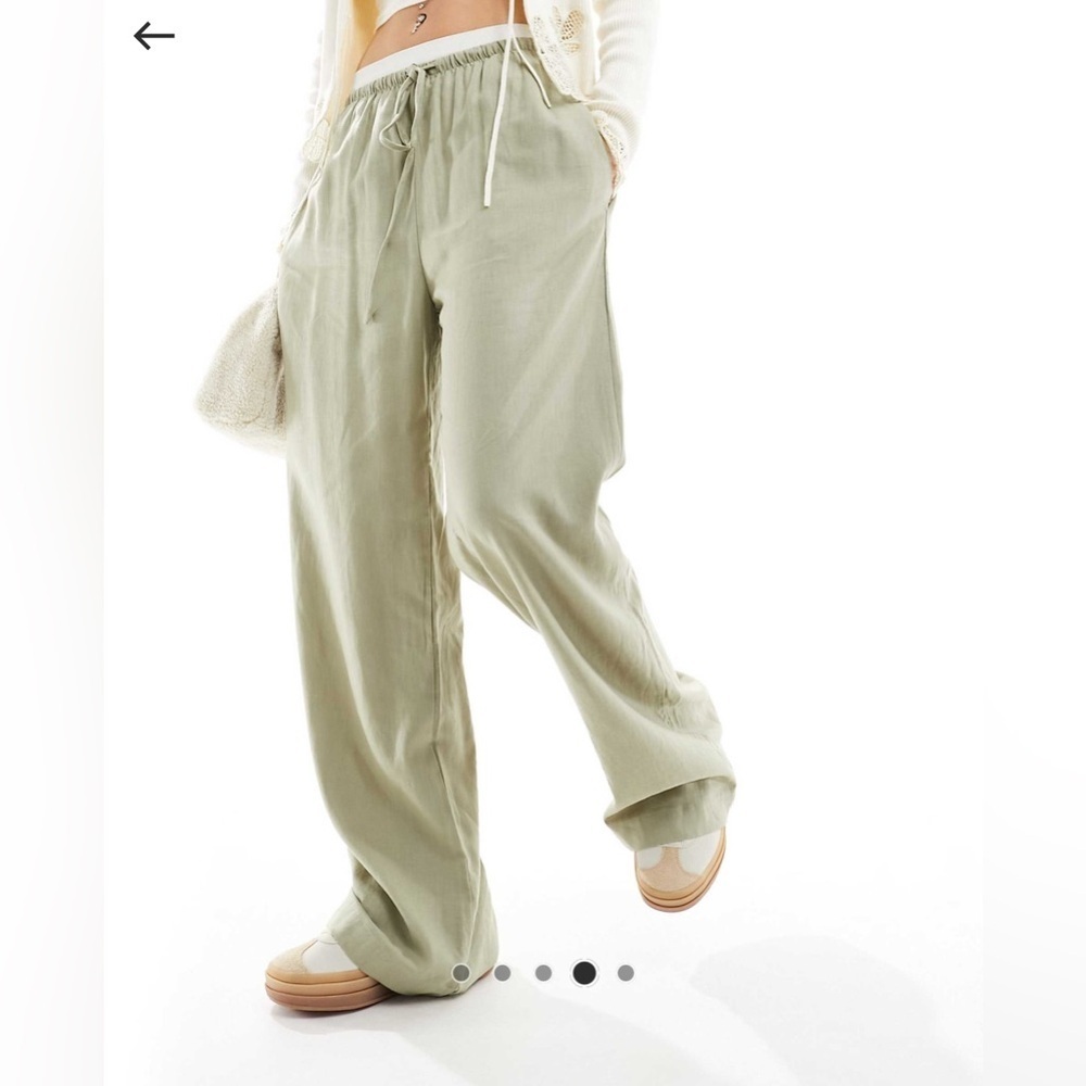 NWT Coton On Haven Wide Leg Pants Size 8 Color: Desert Sage Green